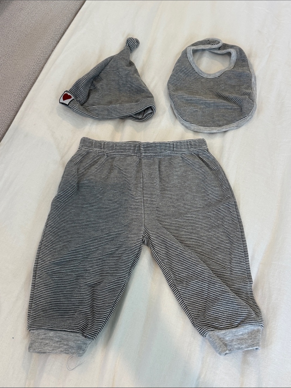 Striped Gray Knit Baby Hat in Gray - Unbranded